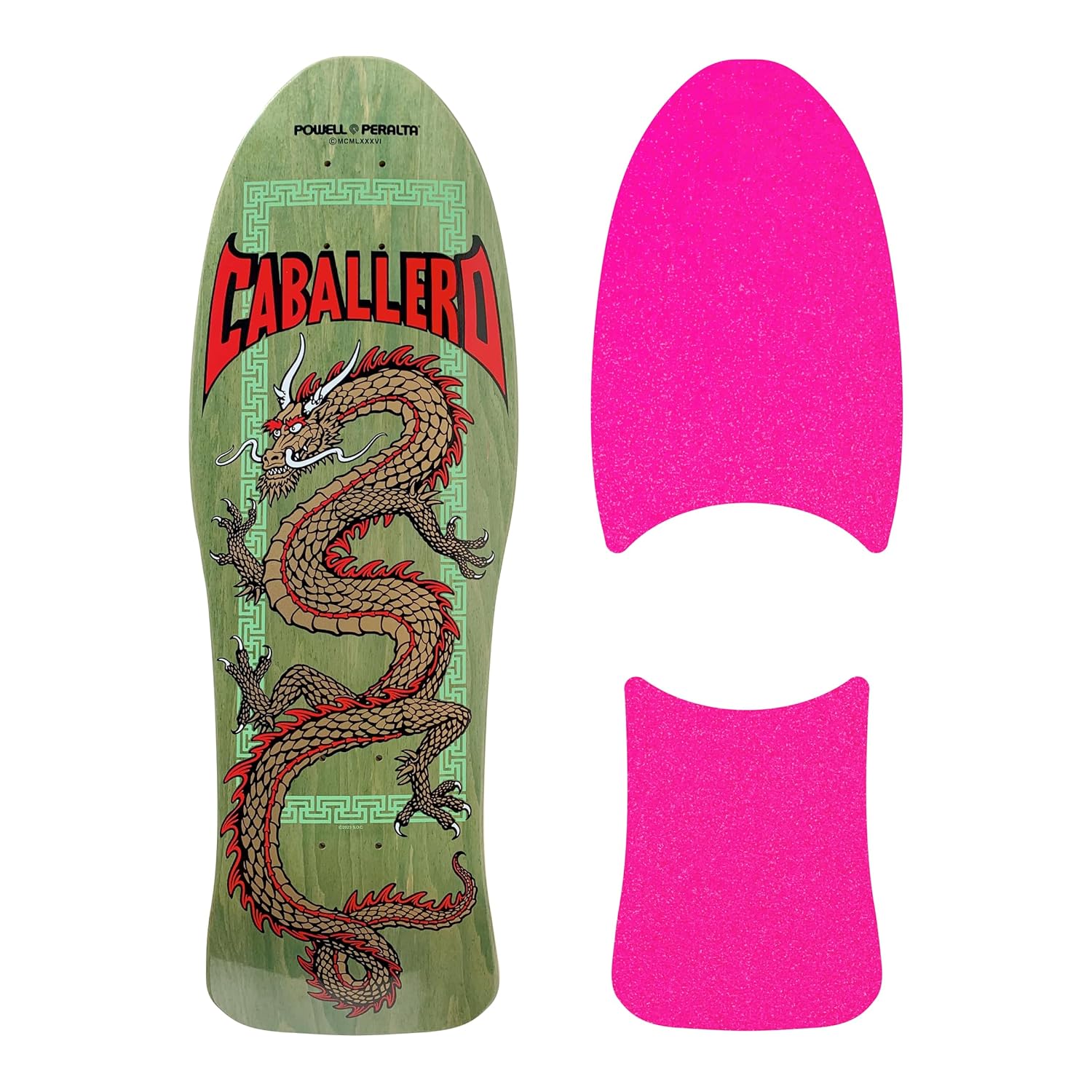 Die-Cut Style Skateboard Grip Tape for Powell Peralta Caballero Chinese Dragon Reissue (Black)