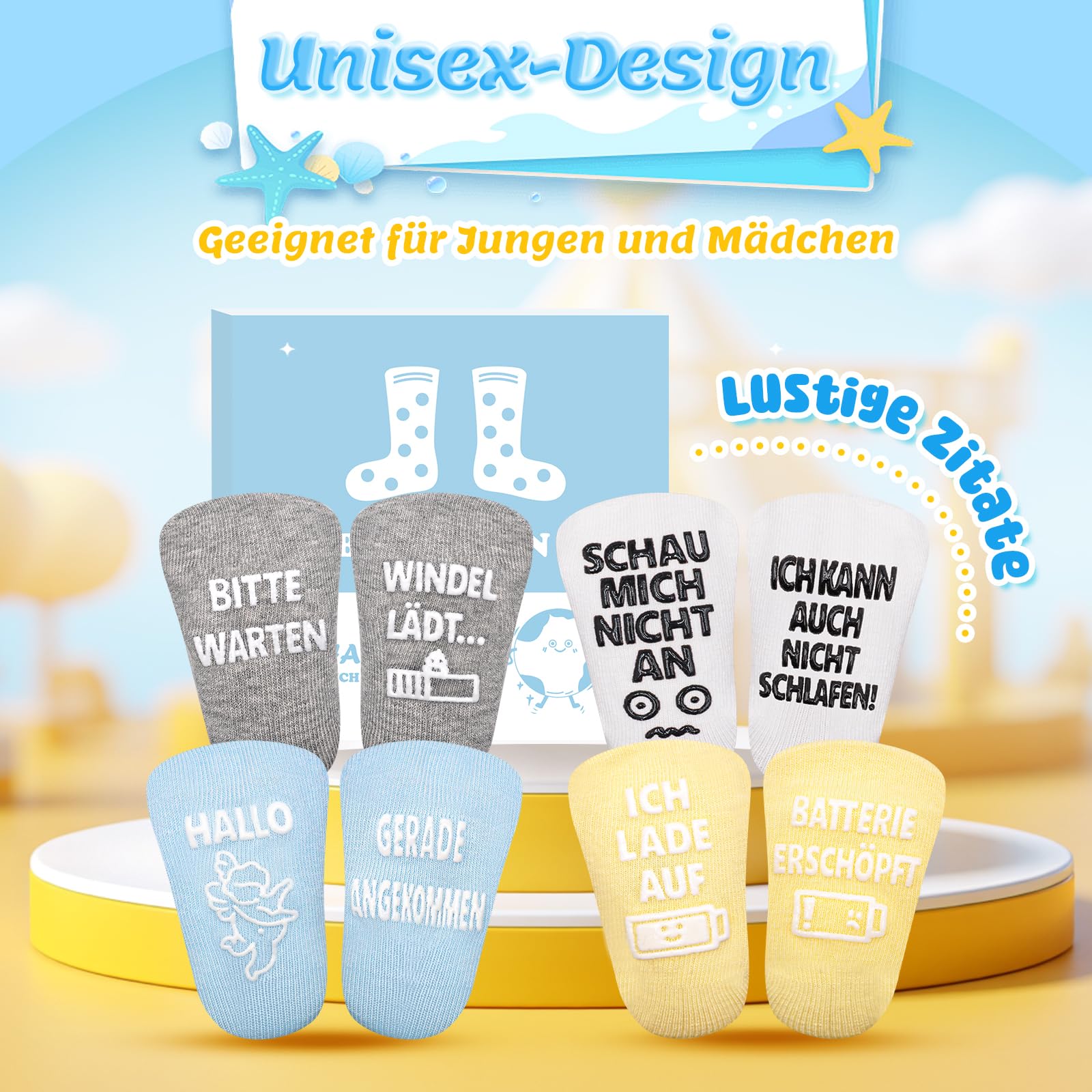 4 Paare Baby Socken 0-12 Monate, Babygeschenke zur Geburt Junge Mädchen, Baby Geschenk Junge Mädchen, Neugeborenen Geschenk, Babyparty Geschenk, Personalisierte Geschenke Babysocken