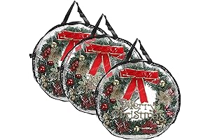 Kokone Wreath Boxes for Shipping - 30'' Dual-Zippered Clear Wreath Storage Bags with Handle