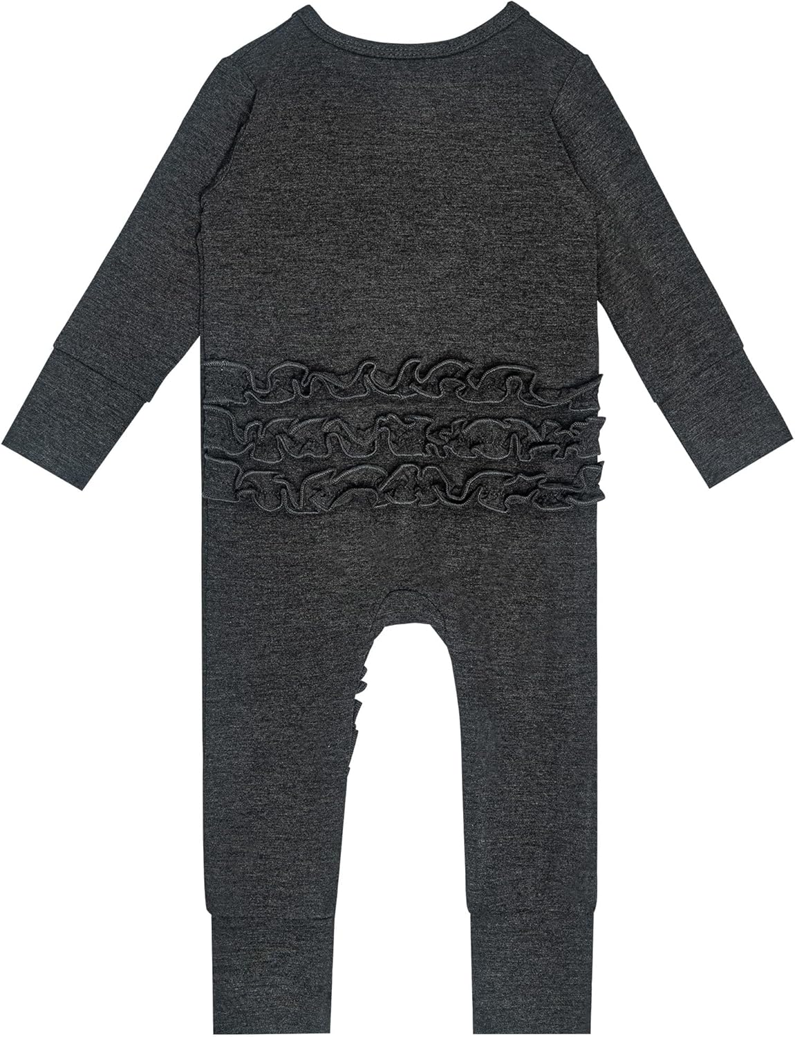 3 PACK Baby Rompers Long Sleeve Two Way Zipper Footless Pajamas With Flower On Waist Bodysuit