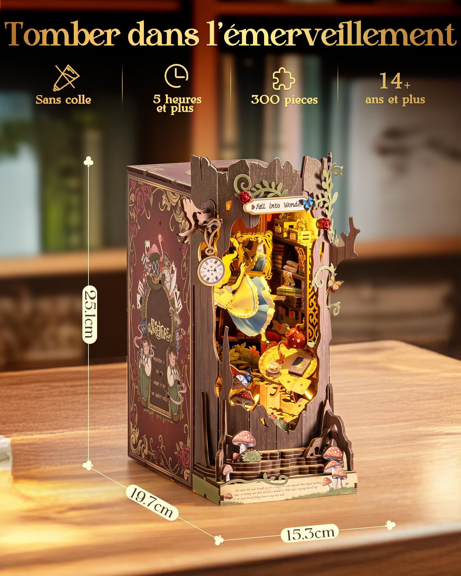 Rolife Book Nook Maquette Fall Into Wonder Maison Miniature DIY Diorama 3D Puzzle avec Illusion Miroir