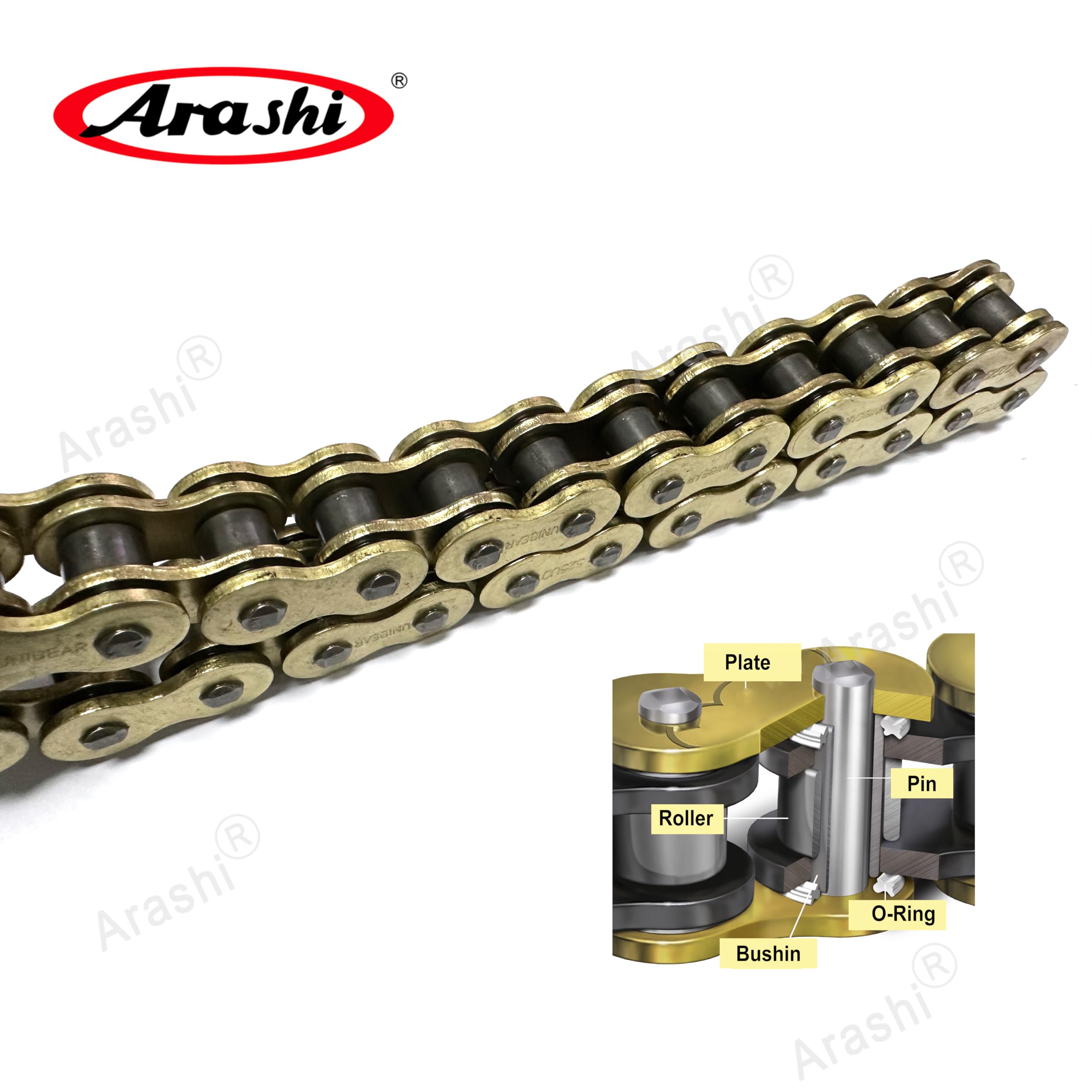 Arashi 530 Catena di trasmissione con O-ring 140 maglie con maglia di giunzione per GSXR 1000 2009-2016, Hayabusa GSXR 1300 GSX1300R Gen 1 2 3, CBR1000RR 2004-2007, 10,000 lbs Tensile