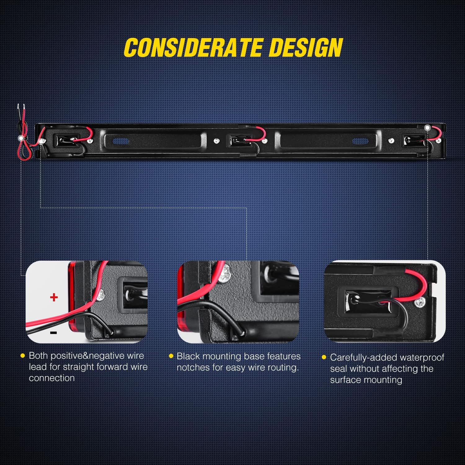 Nilight TL-11 1PC Red 9 LED ID Bar Marker Tail Black Stainless Steel Bracket for Truck Trailer Boat Identification Light, 2 Years Warranty : Everything Else