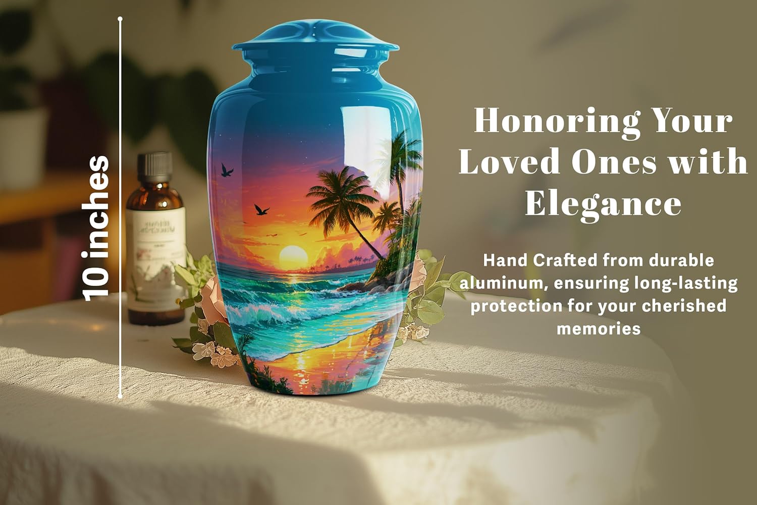 Sunset Beach Urns for Human Ashes, Large Urn for Ashes for Women, Funeral urns