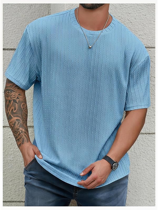 RoseSeek Men's Big and Tall Textured Knit T Shirt Casual Summer Tops Trendy by RoseSeek - Used condition - Image 3