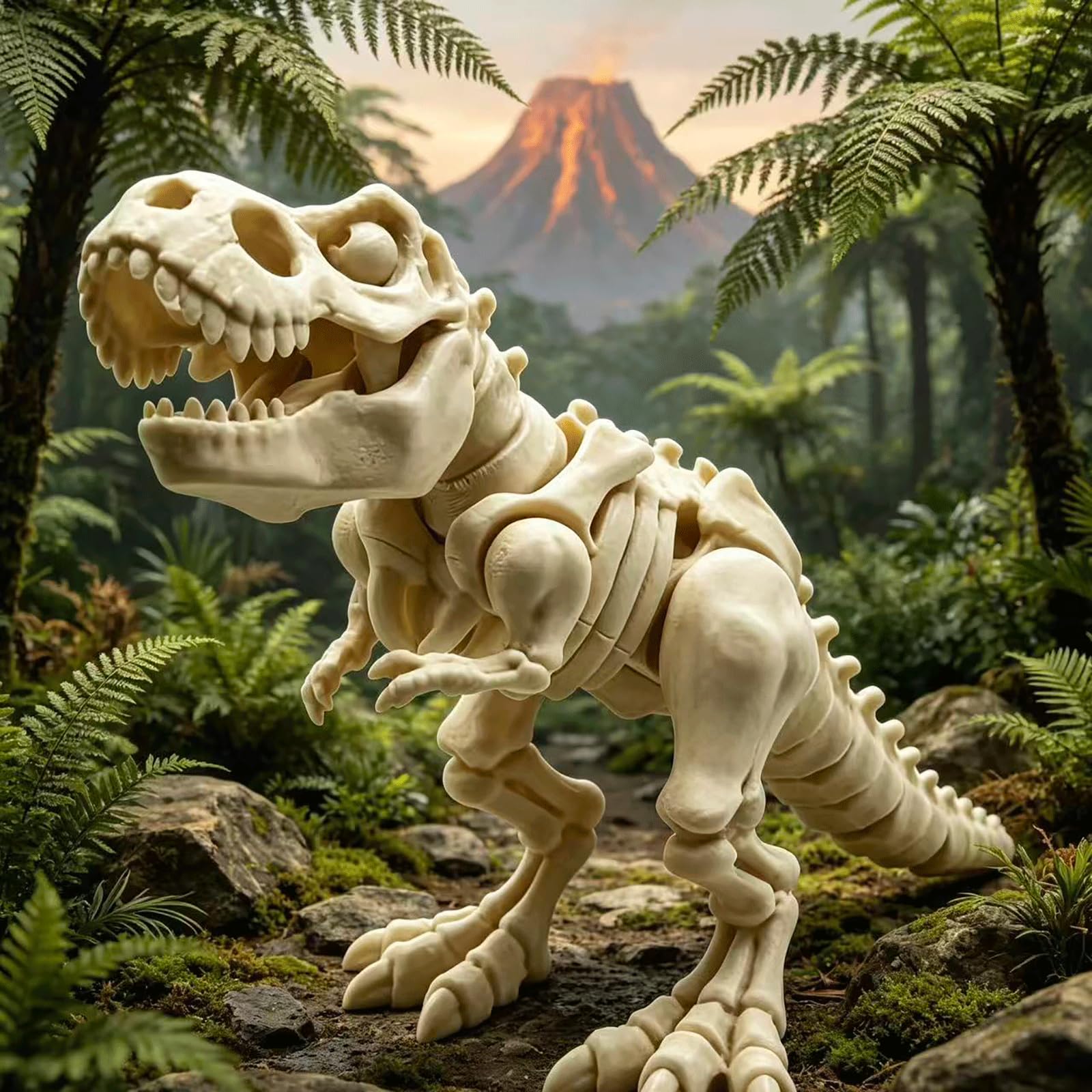 Szkielet dinozaura z nadrukiem 3D, 45 cm, elastyczny, z nadrukiem 3D, ruchomy, na biurko, regał lub do biura