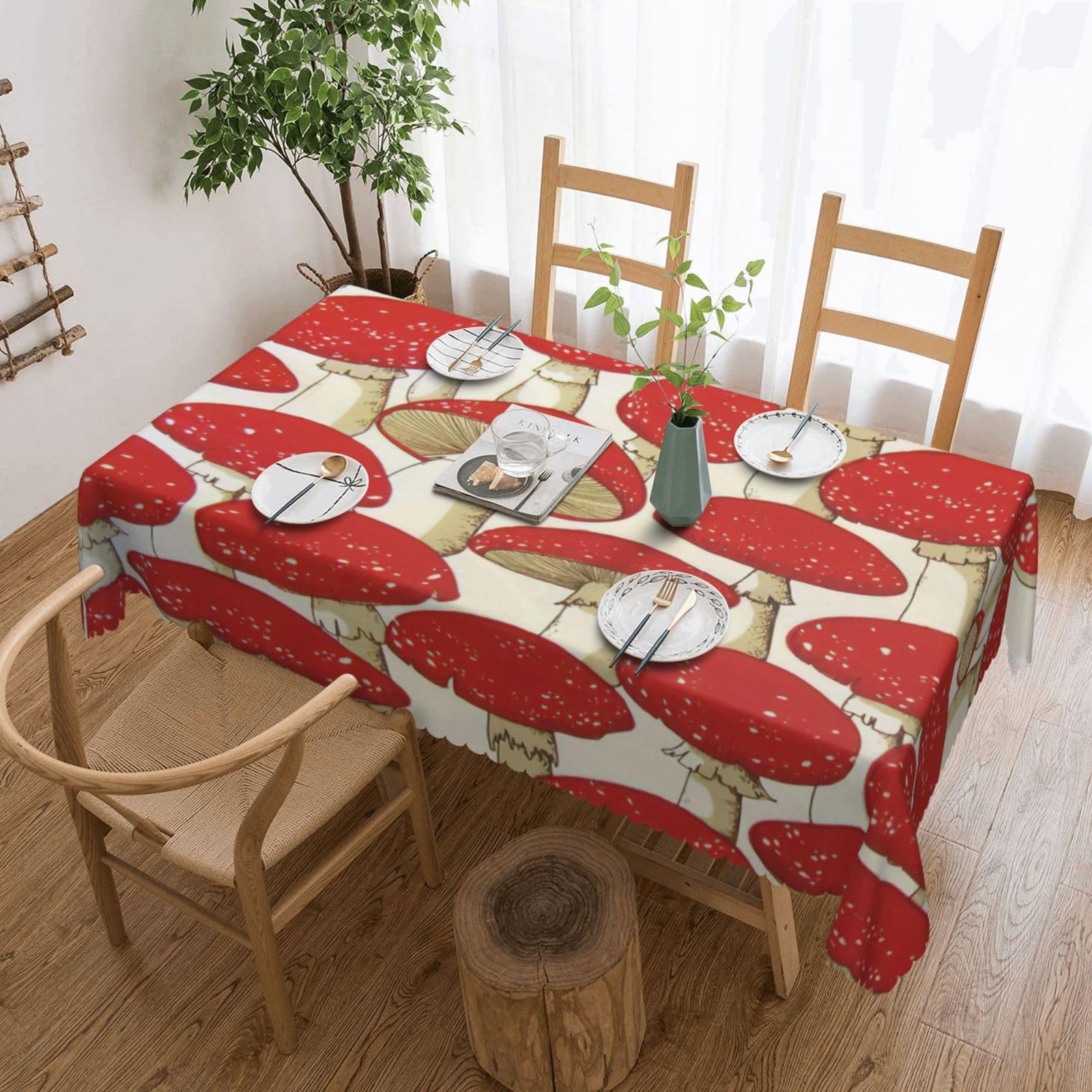 Nappe de table champignons rouges rectangulaire 137x182 cm pour fête et buffet