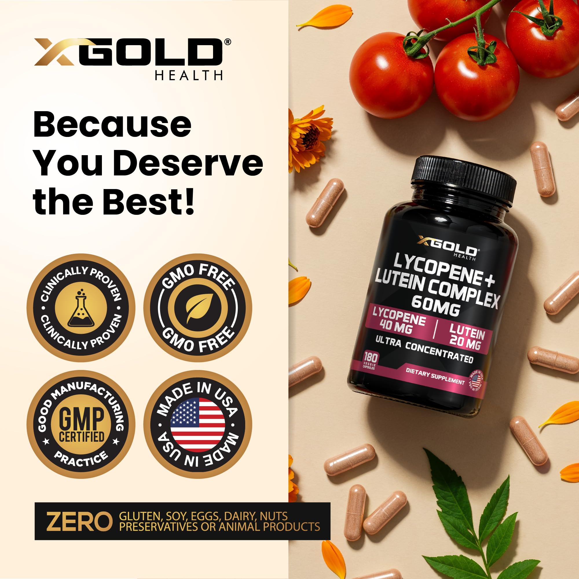 X Gold Health Lycopene 5% + Lutein Supplement 60mg 180 Capsules — Amazon image 5