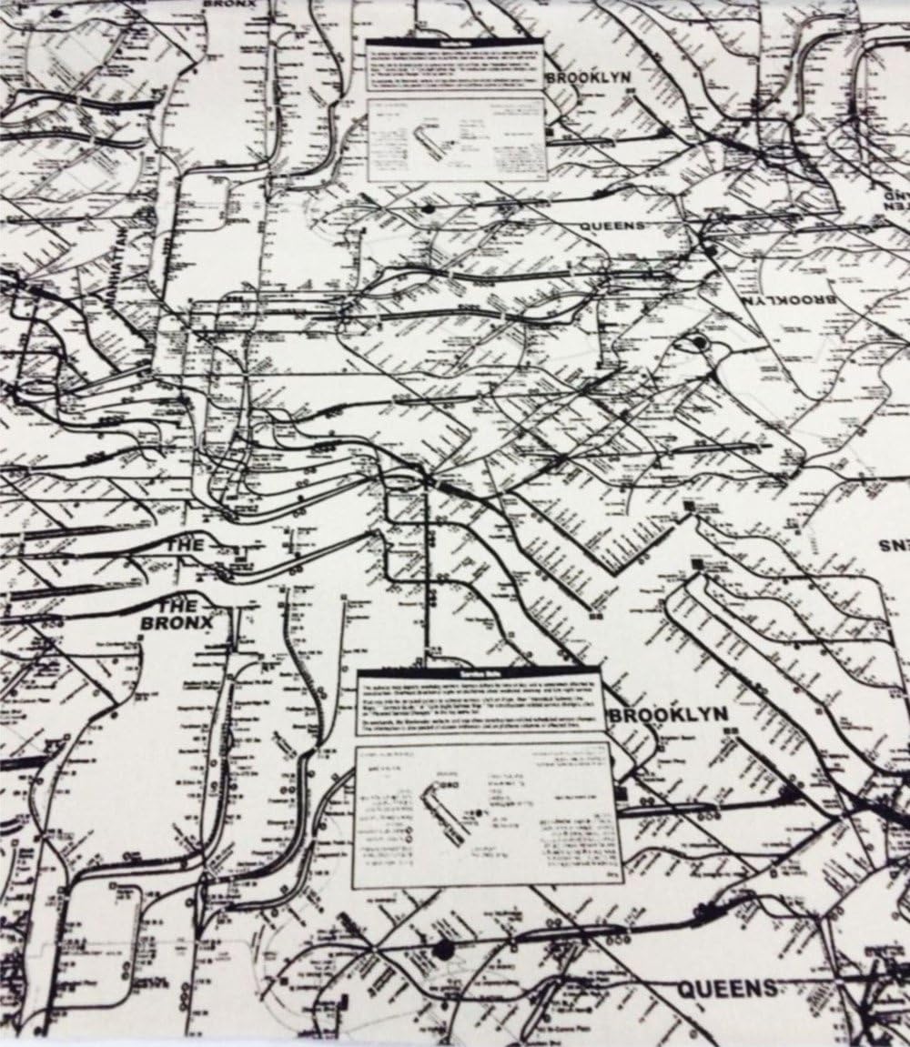 New York City Underground Subway Map Linen Fabric By the Yard