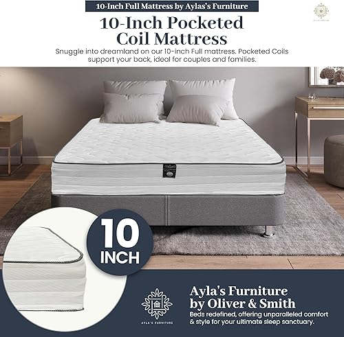 Miniatura 3 de Colchón de tamaño matrimonial de 10 pulgadas, colchón híbrido de espuma viscoelástica fresca y resortes helicoidales con funda transpirable, parte