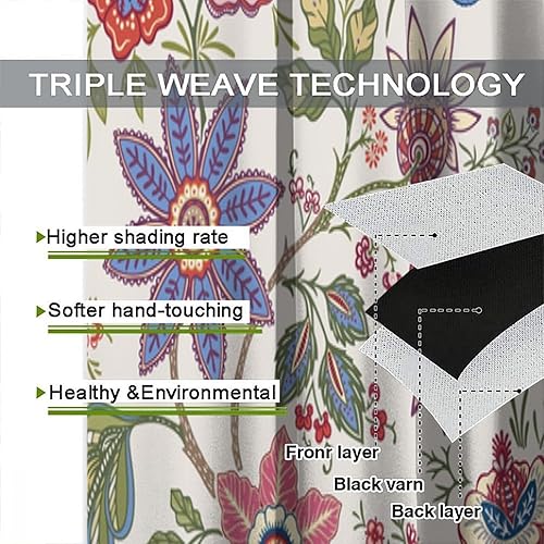 Miniatura 98 de Retro 70s Floral Blackout Window Curtains, Watercolor Flower Plant Rustic Modern Style Pattern Window Drapes, for Bedroom Living Room 42x45in 2