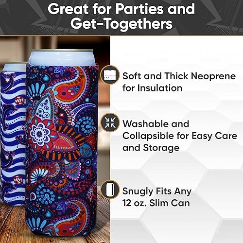 Miniatura 6 de Baxendale - Fundas altas para latas delgadas y latas de cerveza altas, juego de 6 fundas térmicas delgadas de 12 onzas para mantener las bebidas