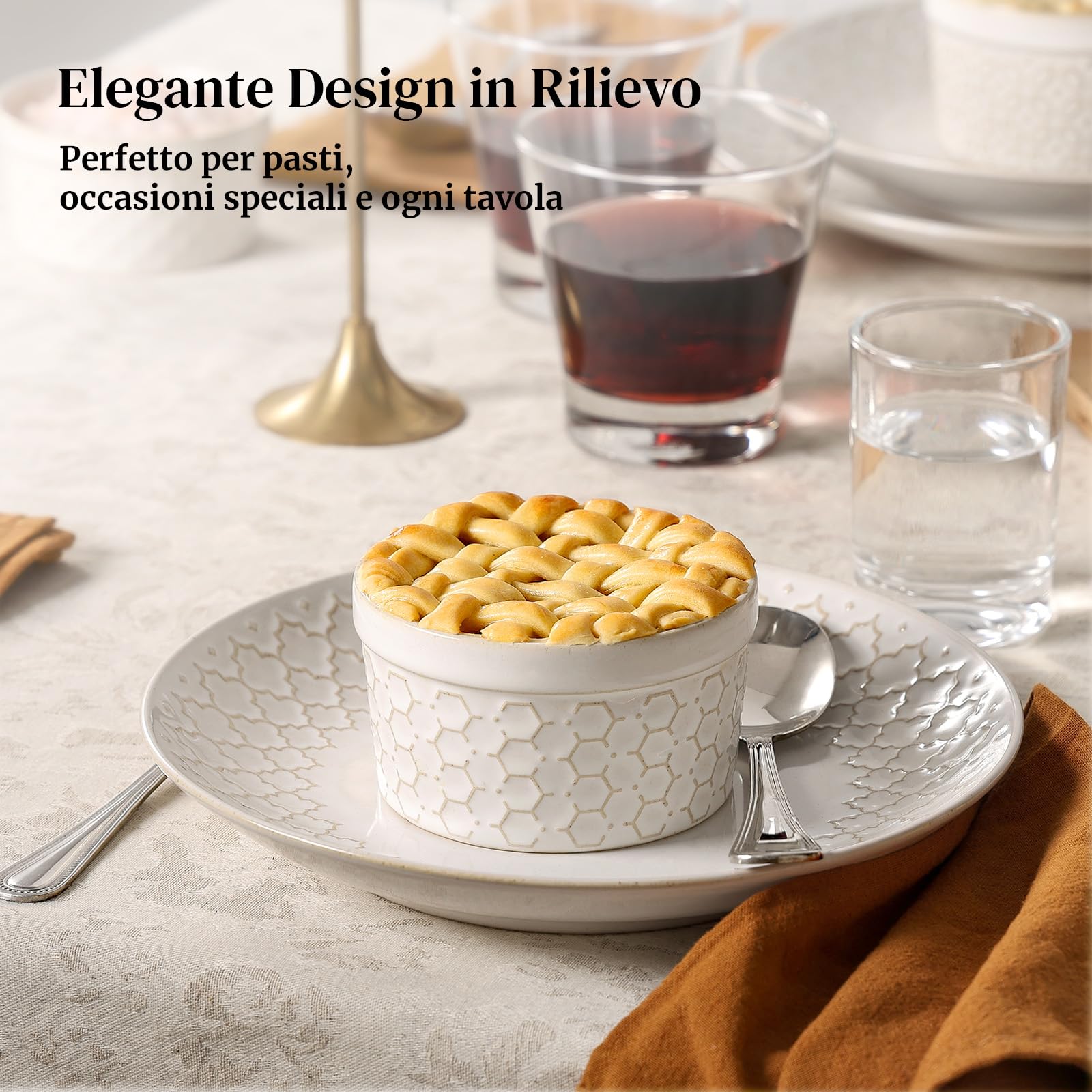 DOWAN Creme Brulee - Set di 6 ciotole in porcellana, 235 ml, resistenti al forno, 8 oz