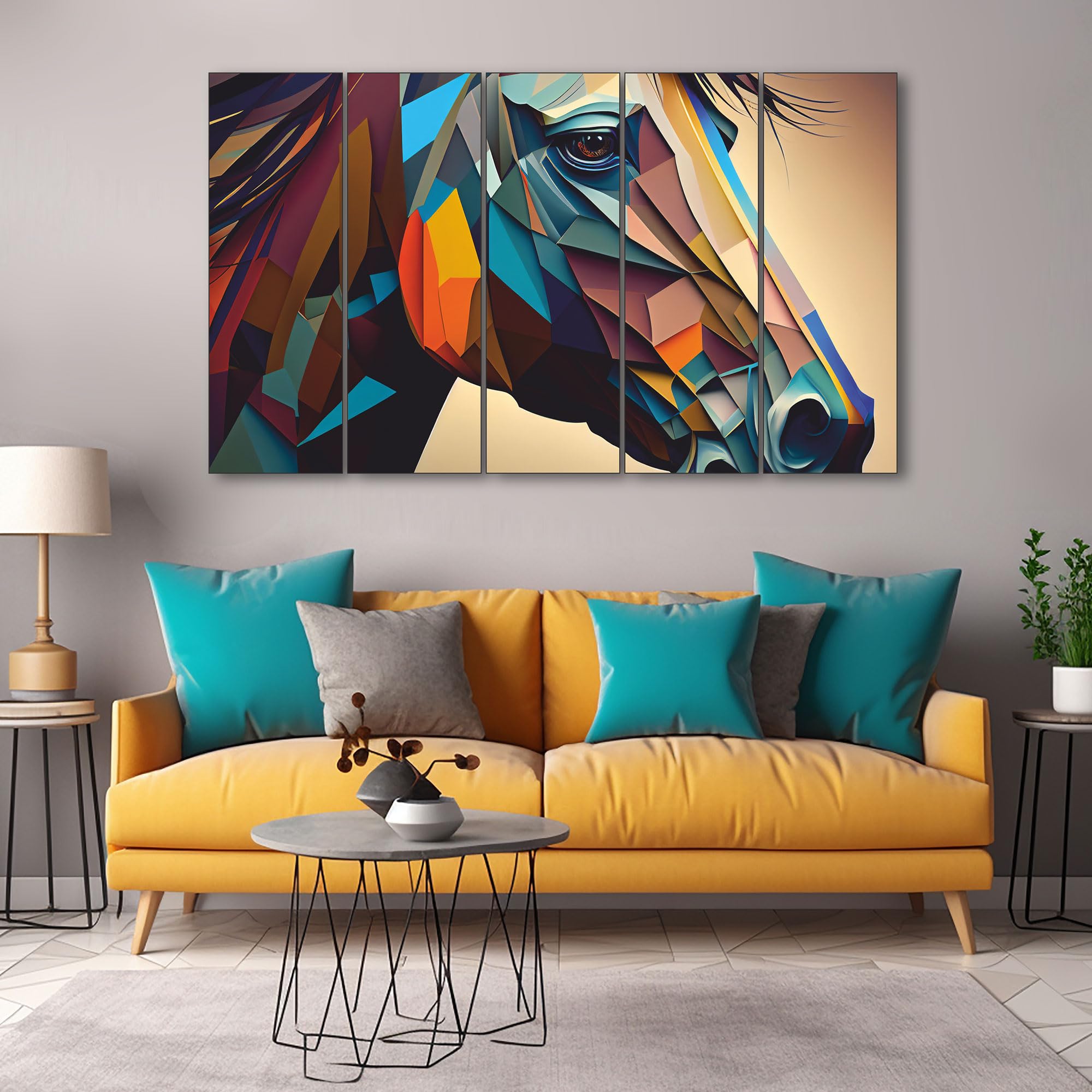 The Castle Decor Multicolour painting with frame 5 Big Size (27x48) Wall Art for living room,Bedroom,Drawing room,Hotels-Wooden Framed-Digital Painting