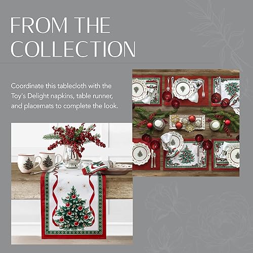 Miniatura 5 de Elrene Home Fashions Villeroy & Boch Toy's Delight - Mantel de tela navideña, decoración de mesa navideña, 60 x 102 pulgadas, oblongorectangular,