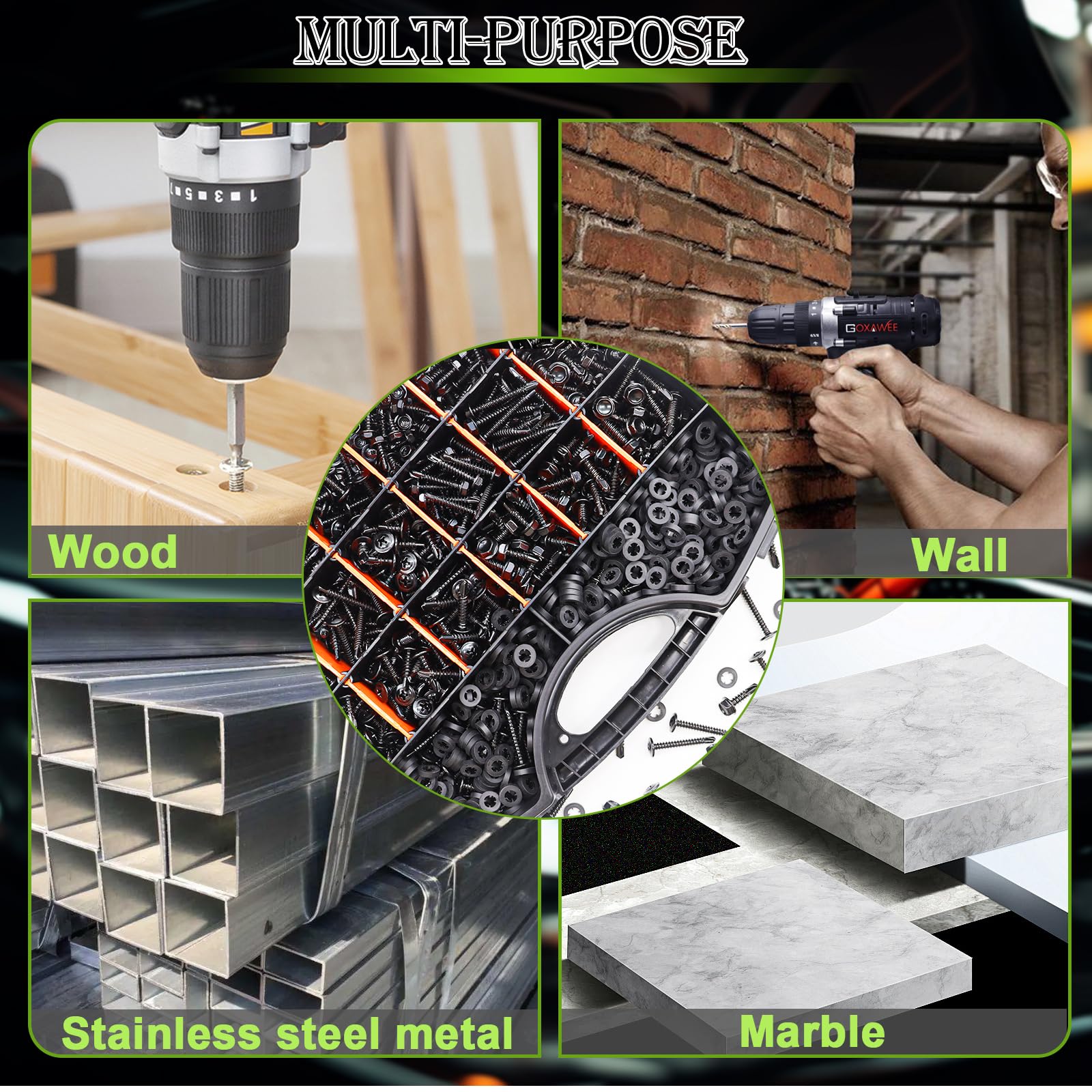 mxuteuk 1170 viti autofilettanti per metallo, viti autofilettanti in acciaio inossidabile 410, viti autofilettanti a testa esagonale e testa esagonale da 1/2 "a 1-1/4", viti autofilettanti per