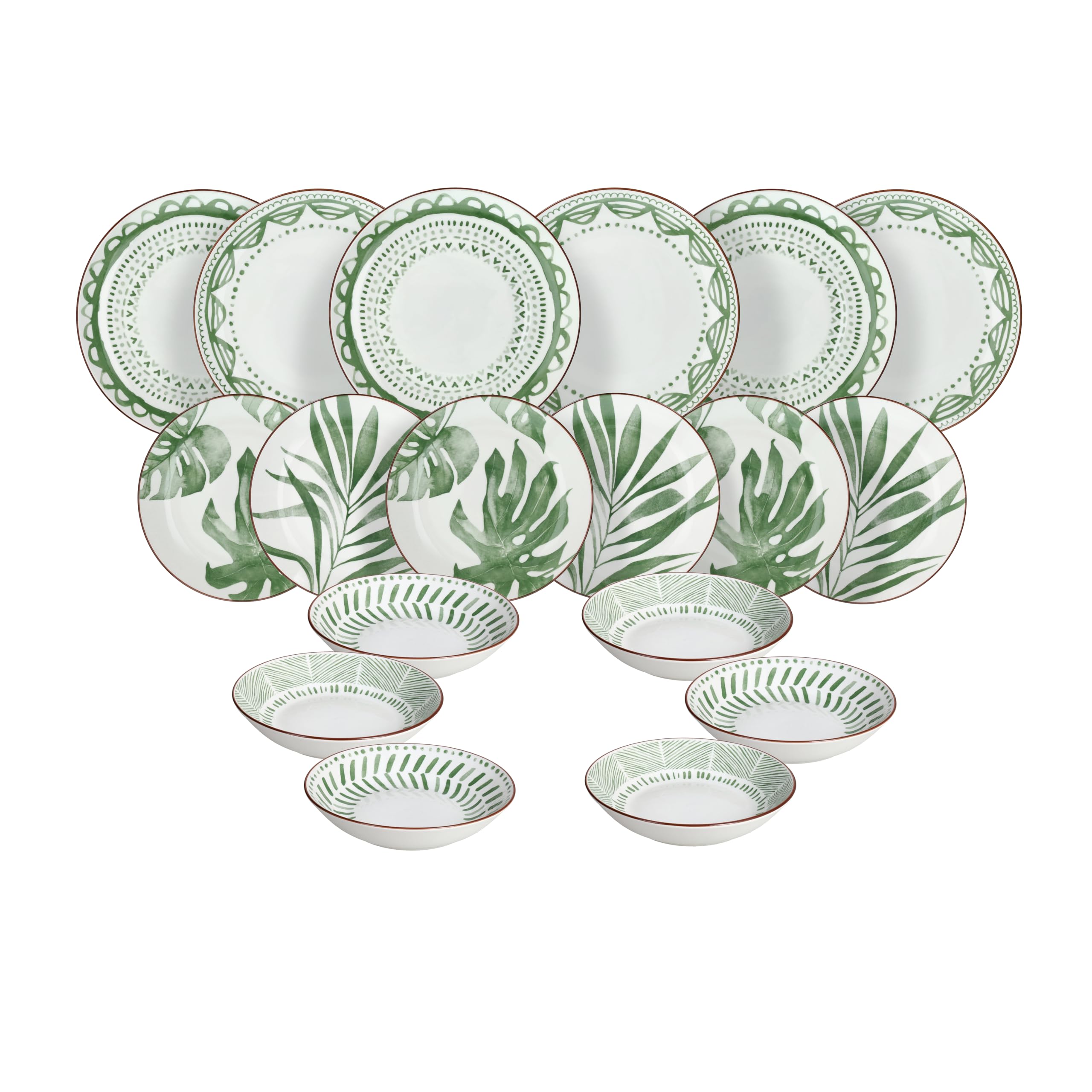 Tognana Rio Verde 18-Piece Porcelain Crockery Set for 6 People, Green