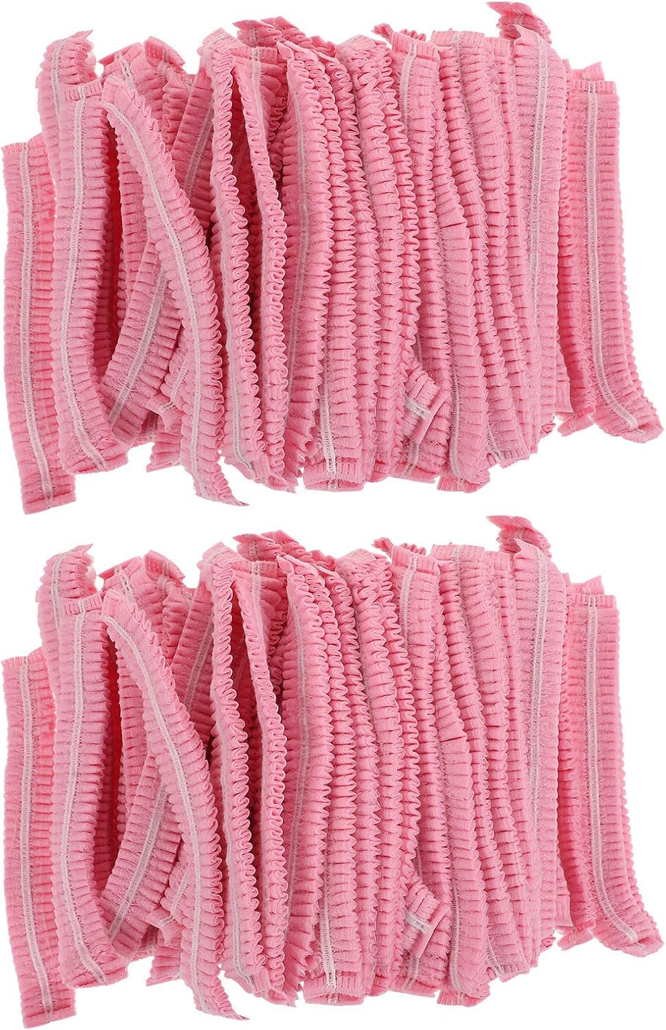 300pcs Disposable Hair Nets for Food Service Workers, Non-Woven Fabric 19' Elastic Bouffant Caps, Hygiene Protective Hair Cover for Kitchen and Catering Use, Pink