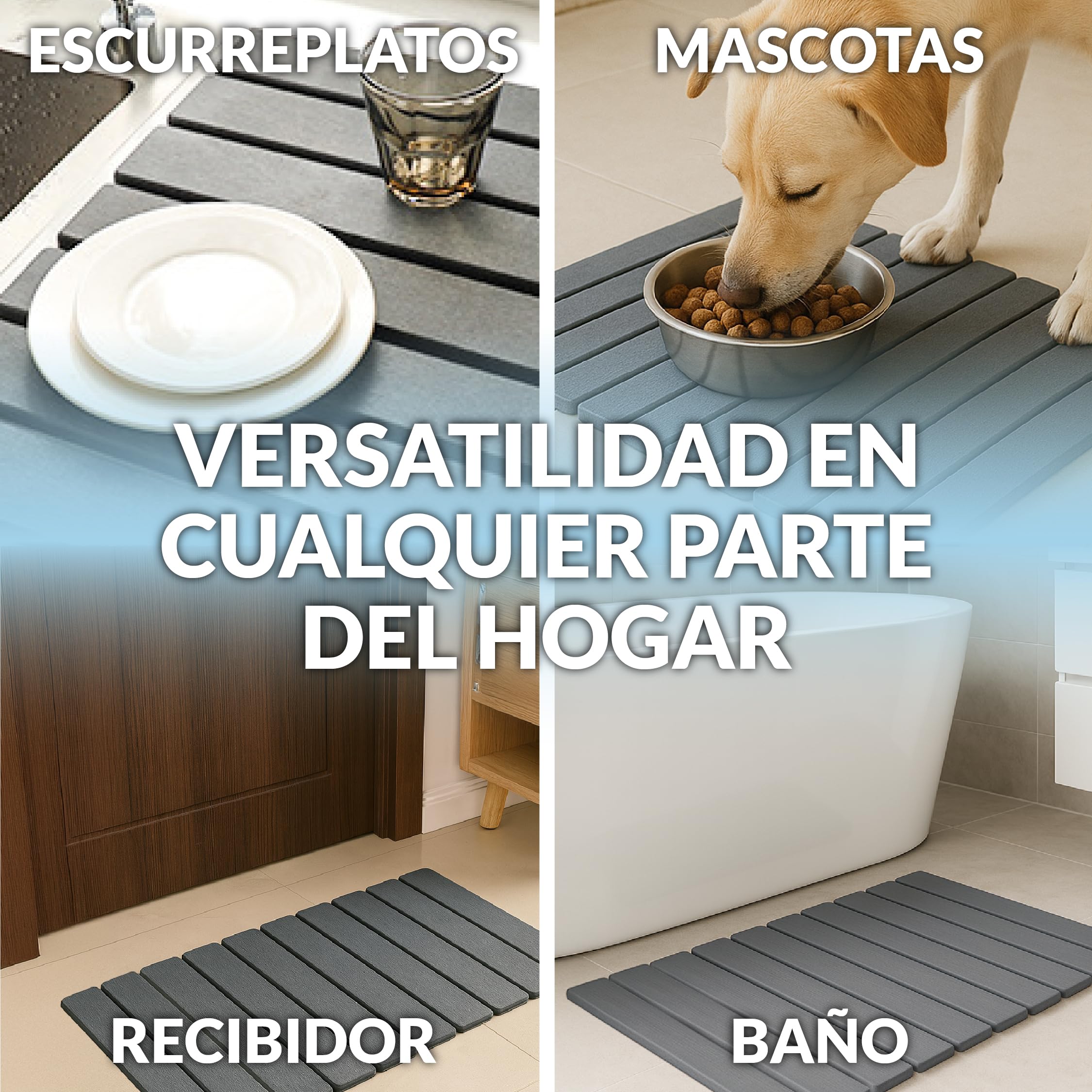 Alfombra de Baño Diatomita Secado Rápido Antideslizante 60x39 cm, Alfombrilla Piedra Absorbente para Ducha, Incluye Soporte para Jabón, Base de Silicona y Lija de Mantenimiento — view 7