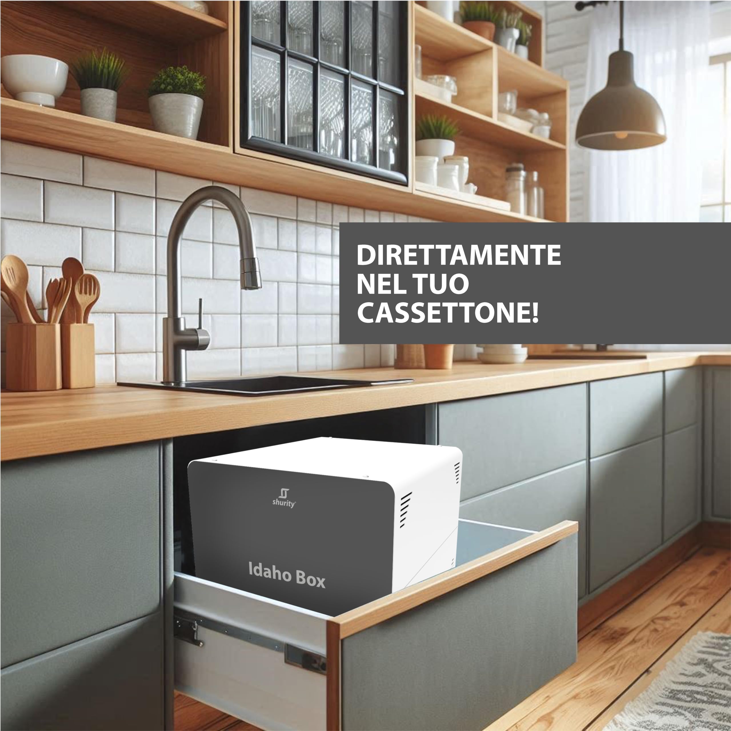 Frigogasatore acqua Shurity Idaho Box con Filtrazione per Cassettone Cucina - 3 vie, Liscia, Gassata e Fredda