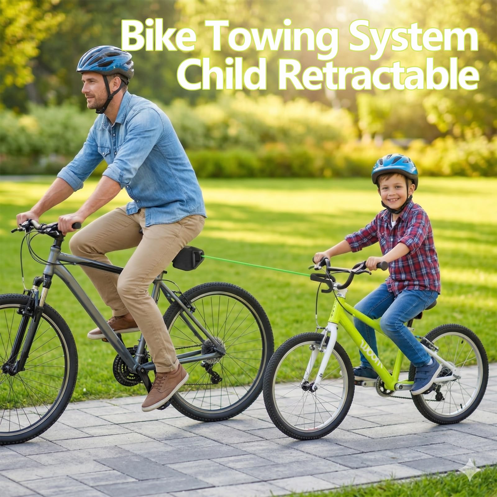 Corda di Traino per Bici da Bambino 2,5 m Portata 225 kg per MTB E-Bike con Moschettone e Custodia