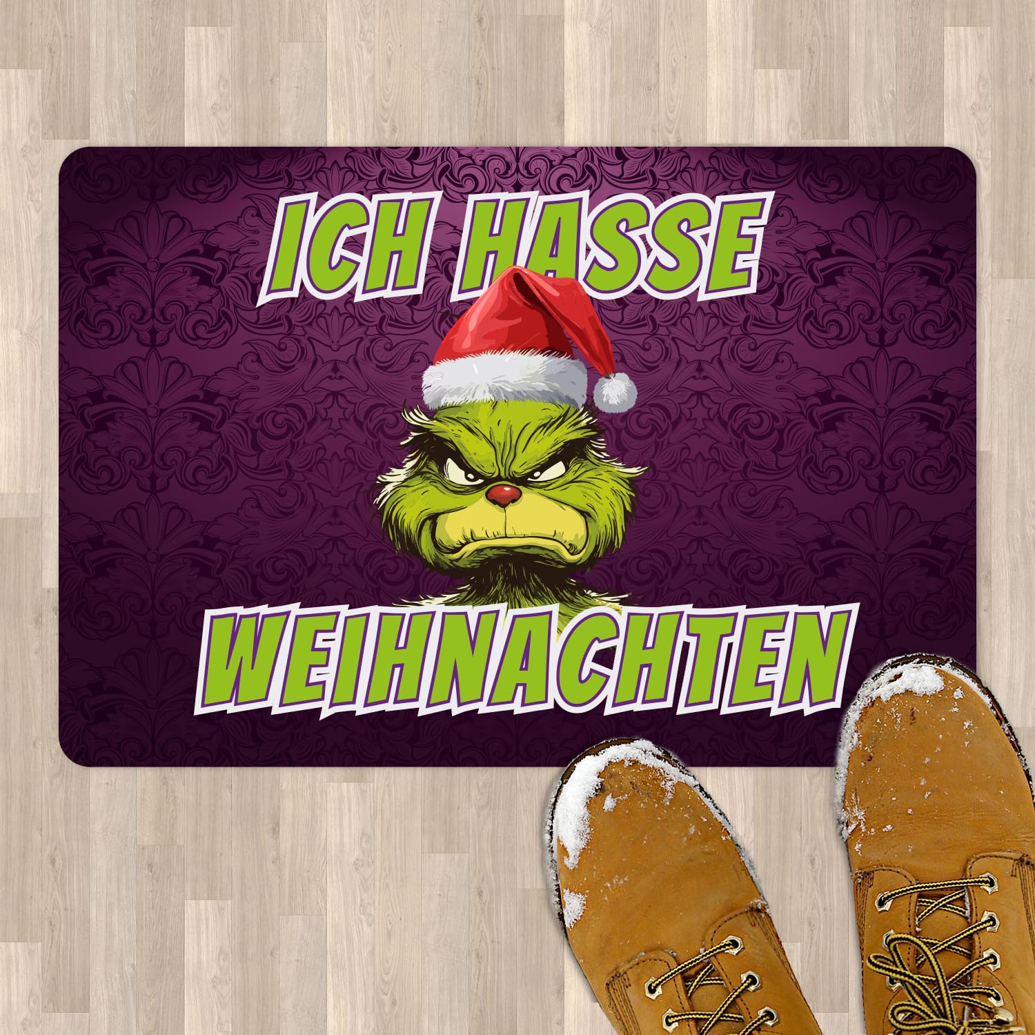 Lustige Fußmatte Weihnachten | Ich Hasse Weihnachten | Fußmatte Grinch mit Anti Weihnachtsspruch