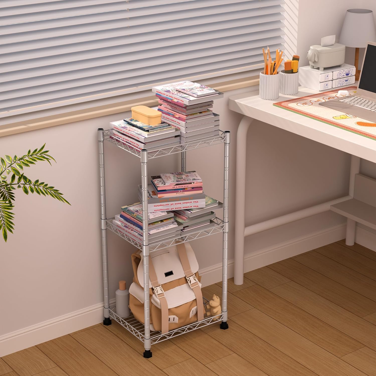 REGILLER 3-Tier Storage Shelves and Racks,Storage Shelf,Metal Adjustable Shelving Unit,Closet Shelf Organizer,Storage Wire Racks for Warehouse,Closet,Kitchen,Office(Silver,11.4"D x 16.5"W x 32.6"H) Silver 3tier 11.4"D x 16.5"W x 32.6"H image 3 of 6 B0CZNQ5QVX