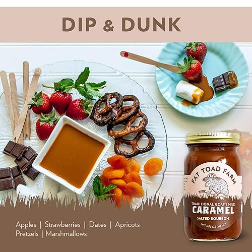 Miniatura 4 de Fat Toad Farm Salsa tradicional de caramelo de leche de cabracajeta, bourbon salado, sin gluten, 8 onzas líquidas