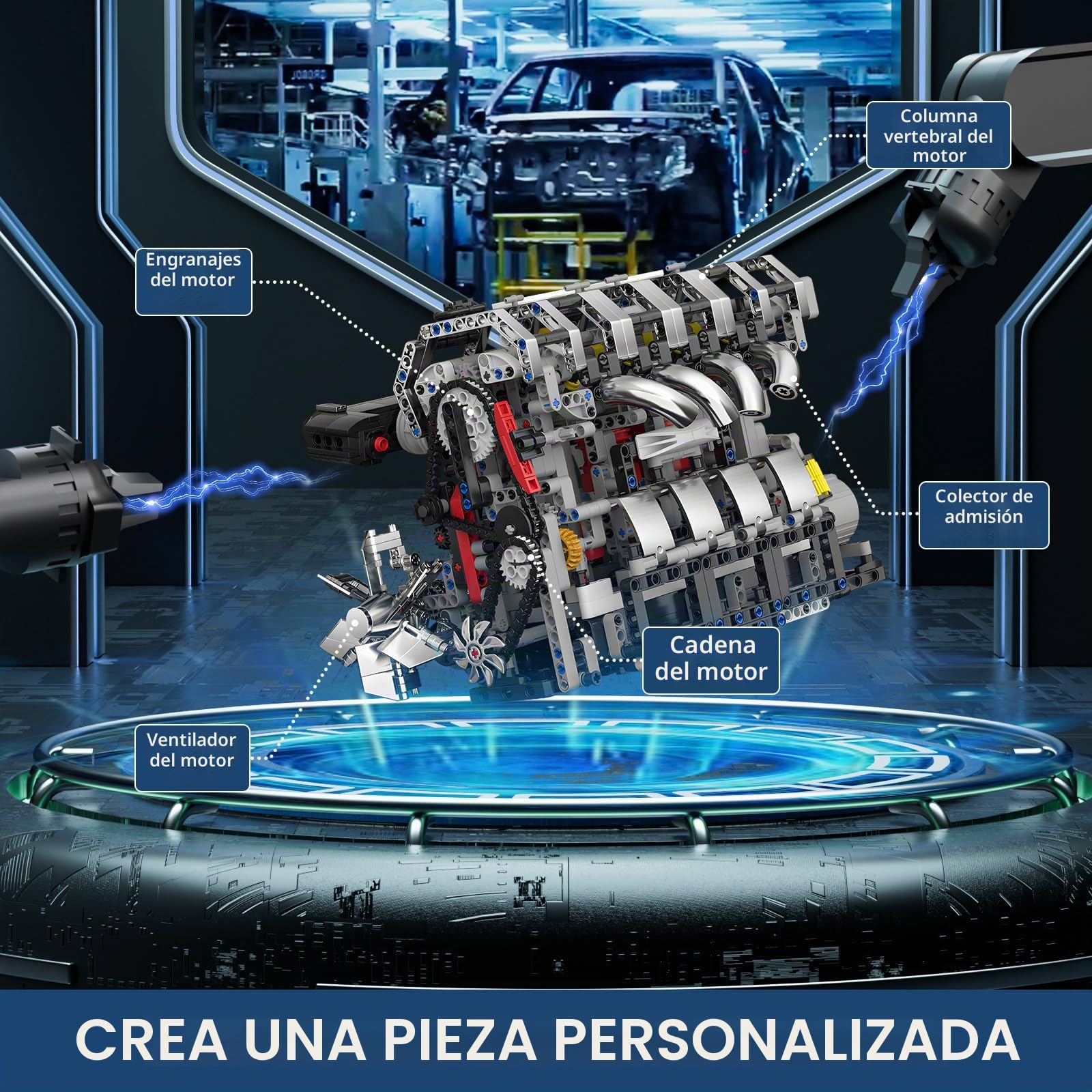 Mould King L4 Bloques De Construcción De Motor Bloques De Construcción con Abrazadera Moc Kit De Modelo De Motor De Gasolina Respetuoso con El Medio Ambiente Adecuado para Adultos (1787 Piezas)