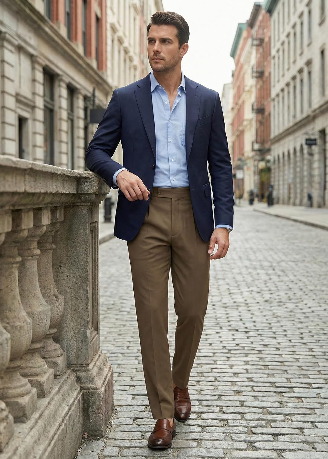 Mens Dress Pants Expandable Waist Formal Pant Regular Fit Pleated Trousers Flat Front Casual Work Slacks for Men