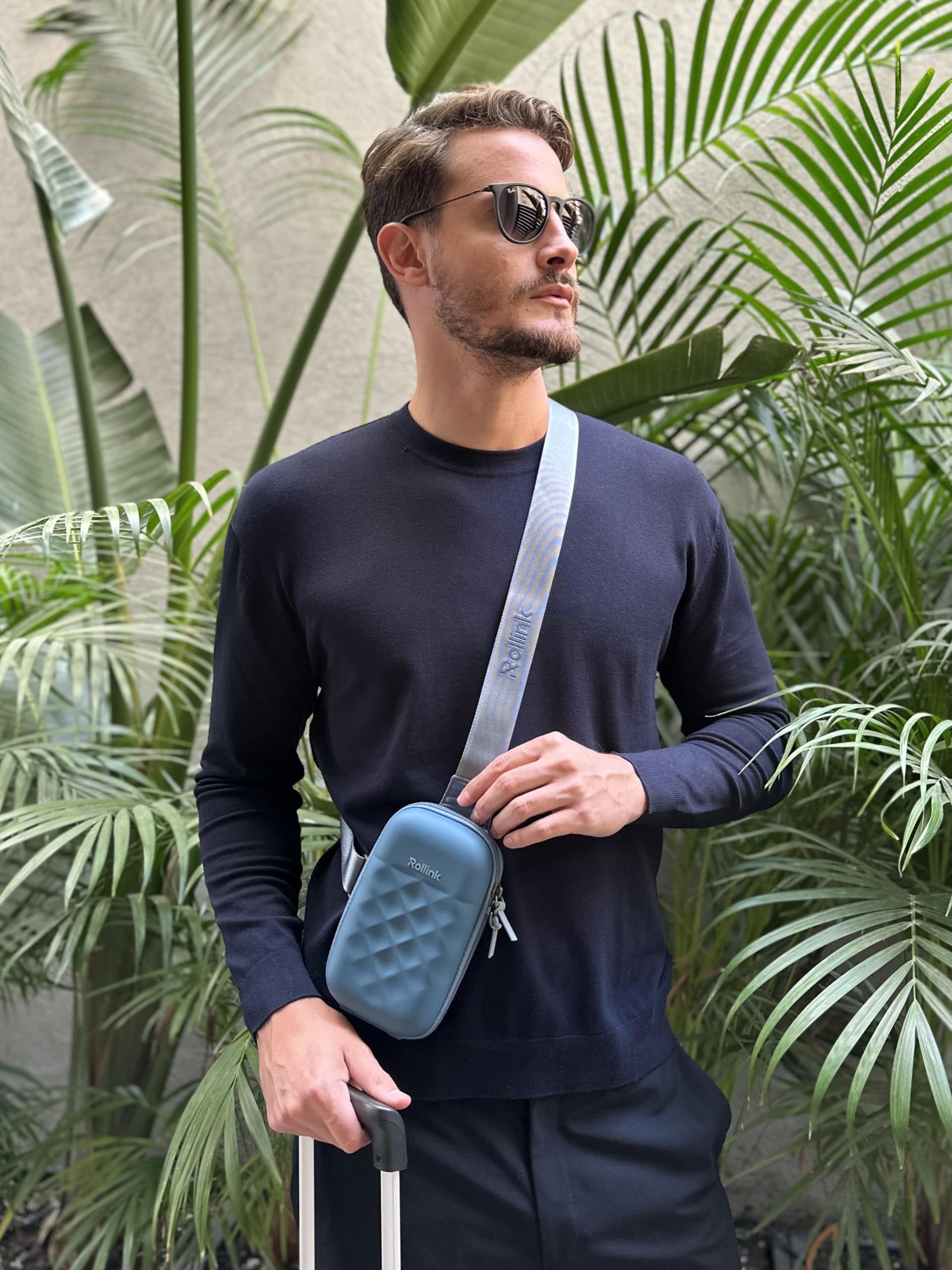 ROLLINK Mini Bag Go - Marsupio a tracolla da uomo, resistente, con guscio rigido, antifurto, resistente a tagli e tagli, impermeabile