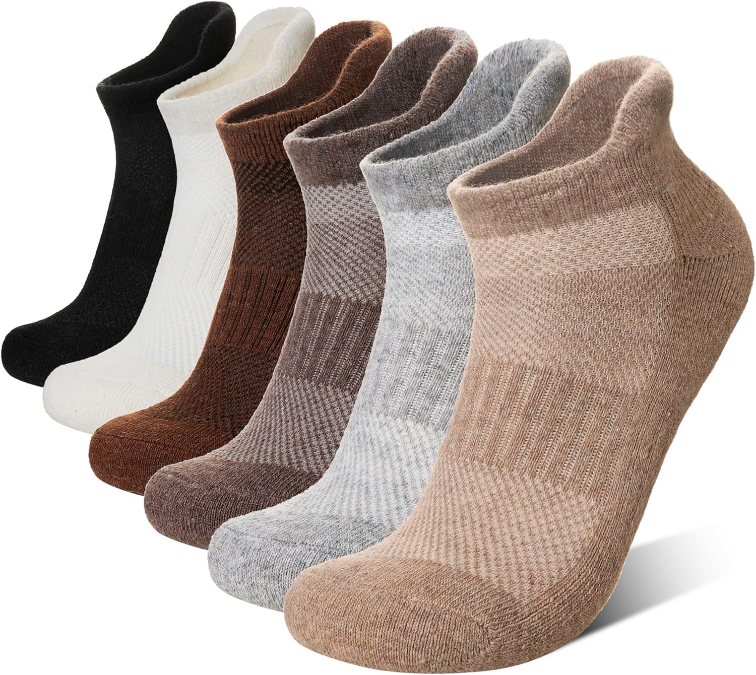 Eyean Merino Wool Ankle Running Socks Men Women Hiking Thick Half Cushioned Support No Show Socks 6 Pairs