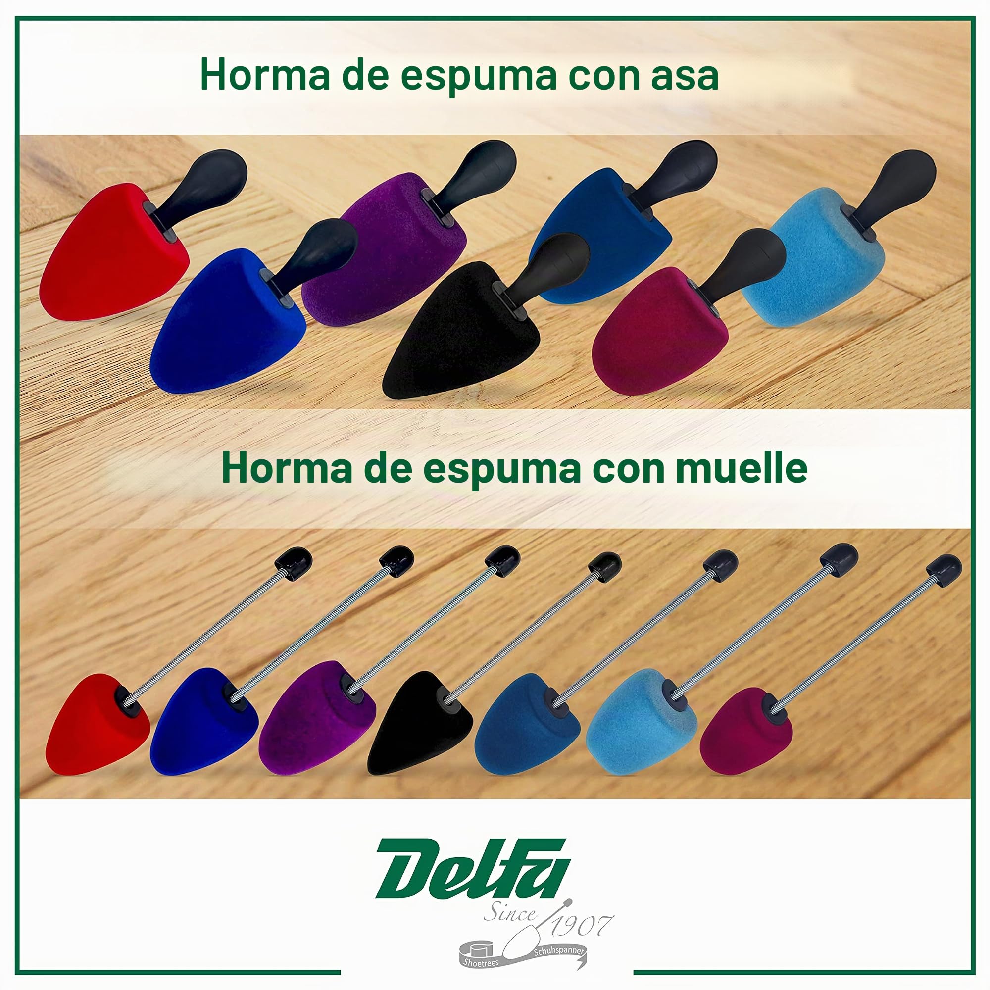DELFA Set de 5 pares hormas para zapatos de espuma terciopelo “Grace” para zapatos de punta e bailarinas de punta