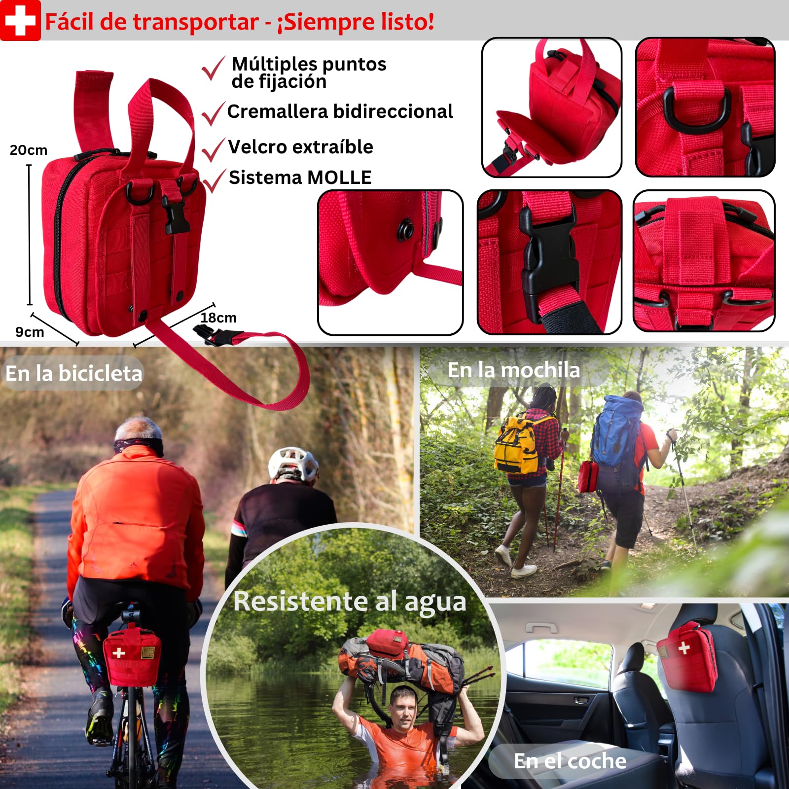 Botiquín de Primeros Auxilios - Farmacia de Viaje Ultra Completa - Kit de Primeros Auxilios - Más de 150 Piezas - Kit de Emergencias para Hogar - Oficina - Camping - Coche - Barco