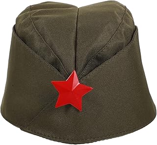 Olive Green Russian Sailor Hat, Canvas Boat Hat for Women, Ideal for Stage Performance, Dance, and Themed Events - Buy now