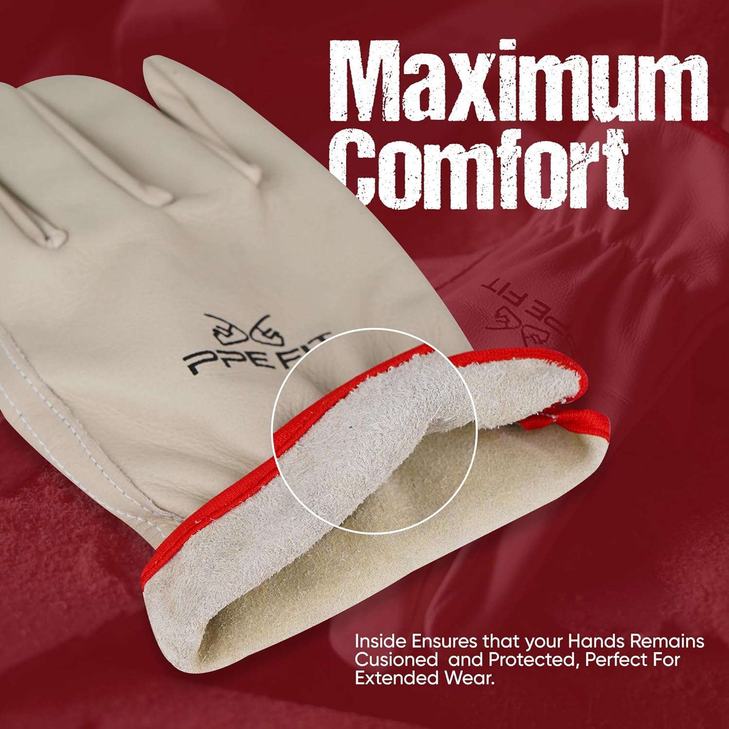12 Pairs Leather Work Gloves, Durable Hand Protection for All Environments, Perfect for Industrial & Residential Use