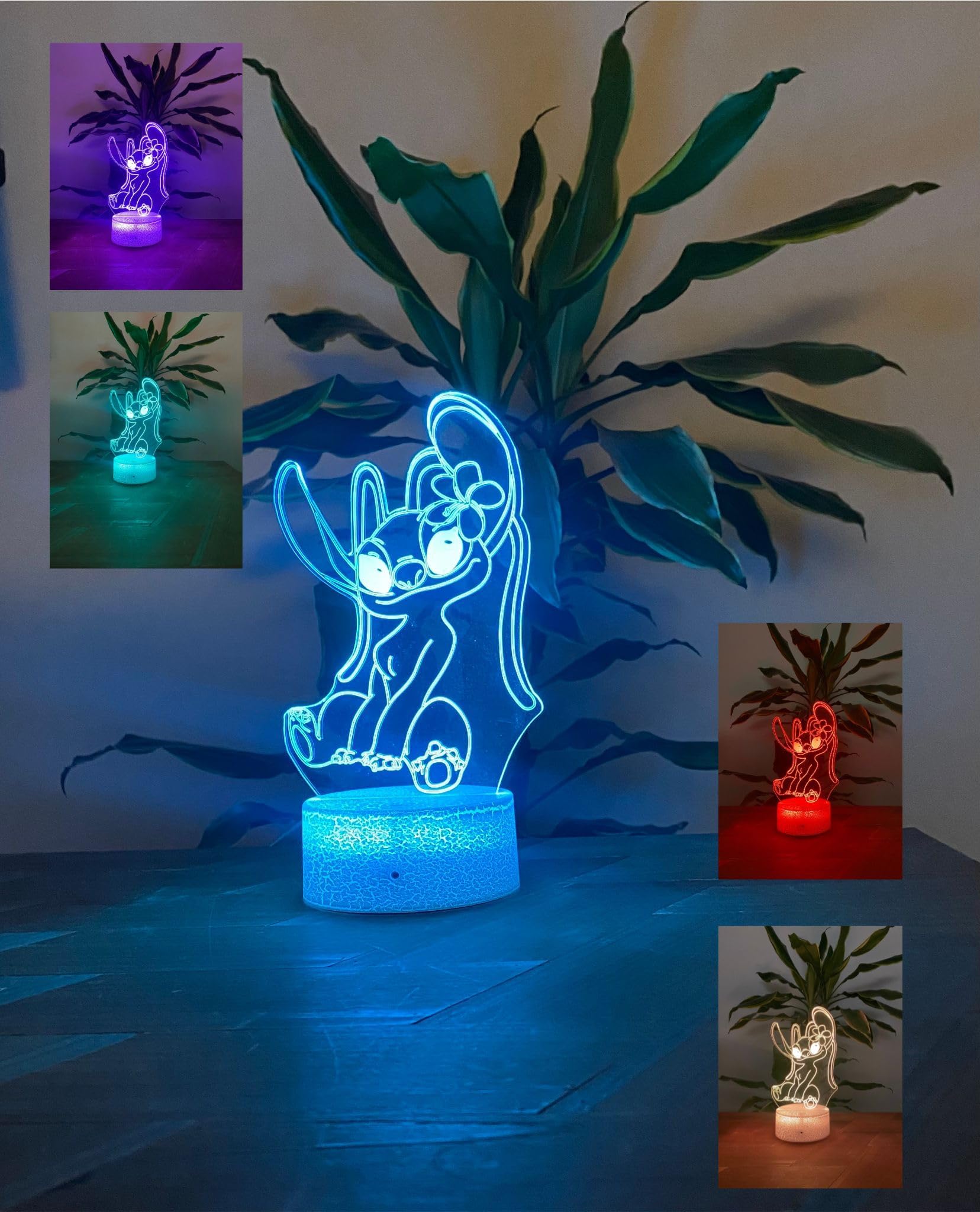LOUHH - Lampe Stitch Veilleuse Stitch- 3D LED Smart Remote Control - 16 Couleurs