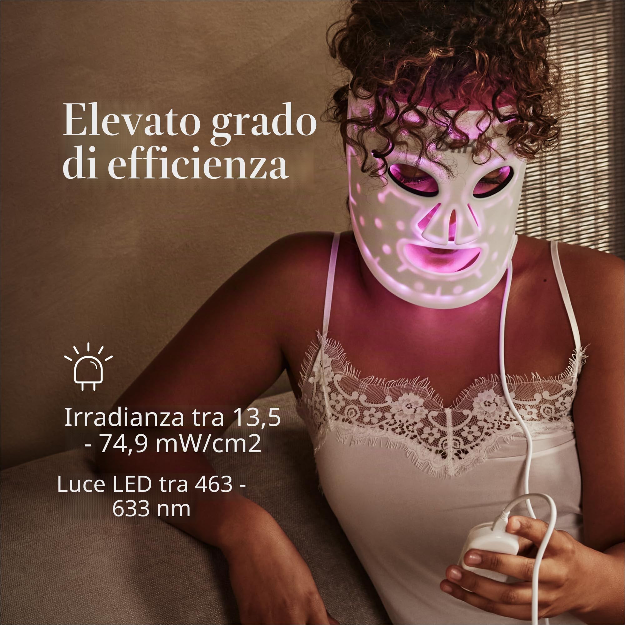 Silk'n Maschera viso I LED Maschera viso 100 I Maschera viso cura della pelle con tecnologia leggera I Riduce linee sottili e rughe I Bianco