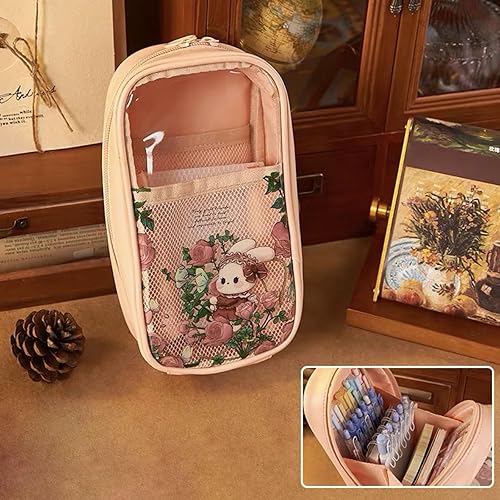 Josfey Estuche para lápices Kawaii estético, bonito estuche para niñas, gran capacidad, suministros escolares kawaii para adolescentes y niñas