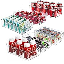 Mkitnvy Organizer Frigorifero, Set di 6 Contenitori Impilabili per Frigo, Organizer Frigorifero Trasparenti Salvaspazio, per Cucina, congelatore, dispensa, armadi, Senza BPA
