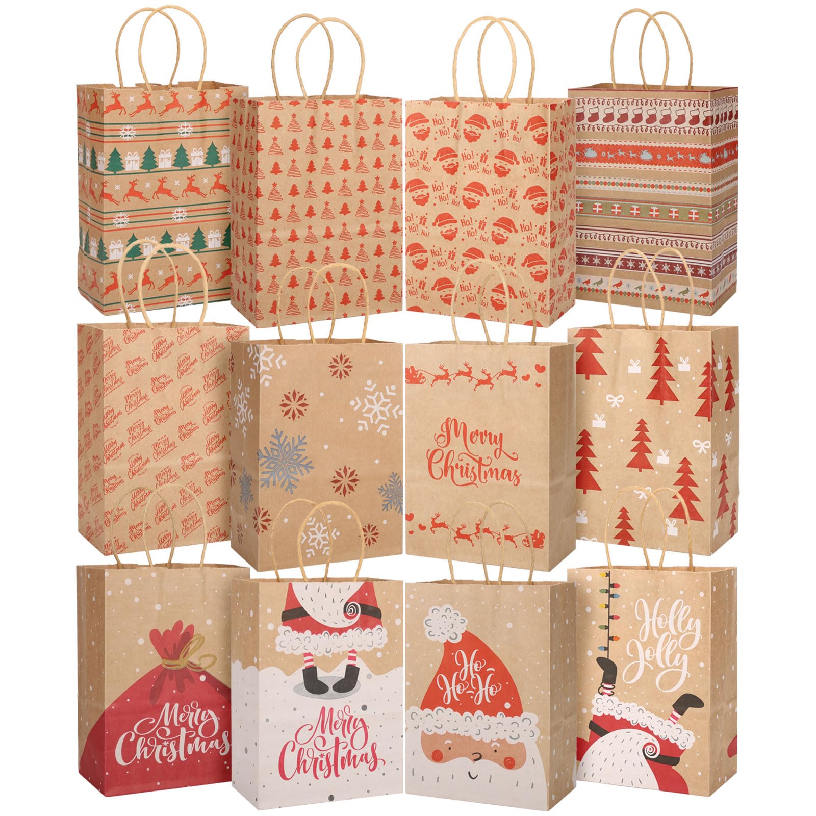 Amazon | LEMESO クリスマス 紙袋 12種 ラッピング 袋 手提げ袋 マチ