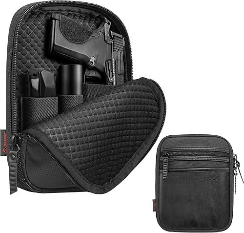 Vista 22 de FINPAC Bolsa de transporte oculta para pistola con correa para el hombro, funda suave para pistola, riñonera para cinturón para armas de fuego