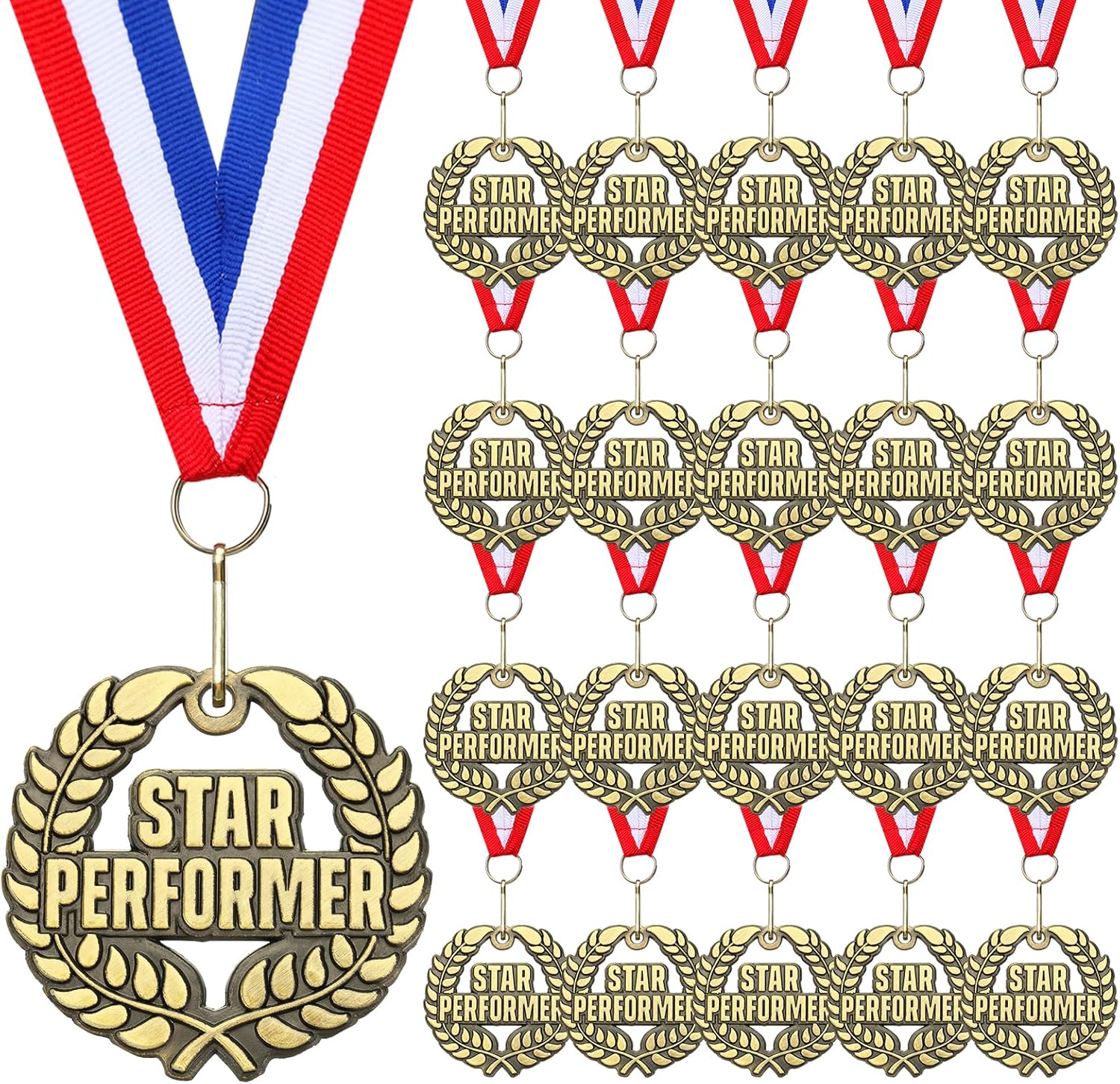 Kenning 2'' Gold Award Medals Bulk Winner Medals with Neck Ribbons Metal Trophy Award Prize Gift for Tournaments Participation Competitions Party