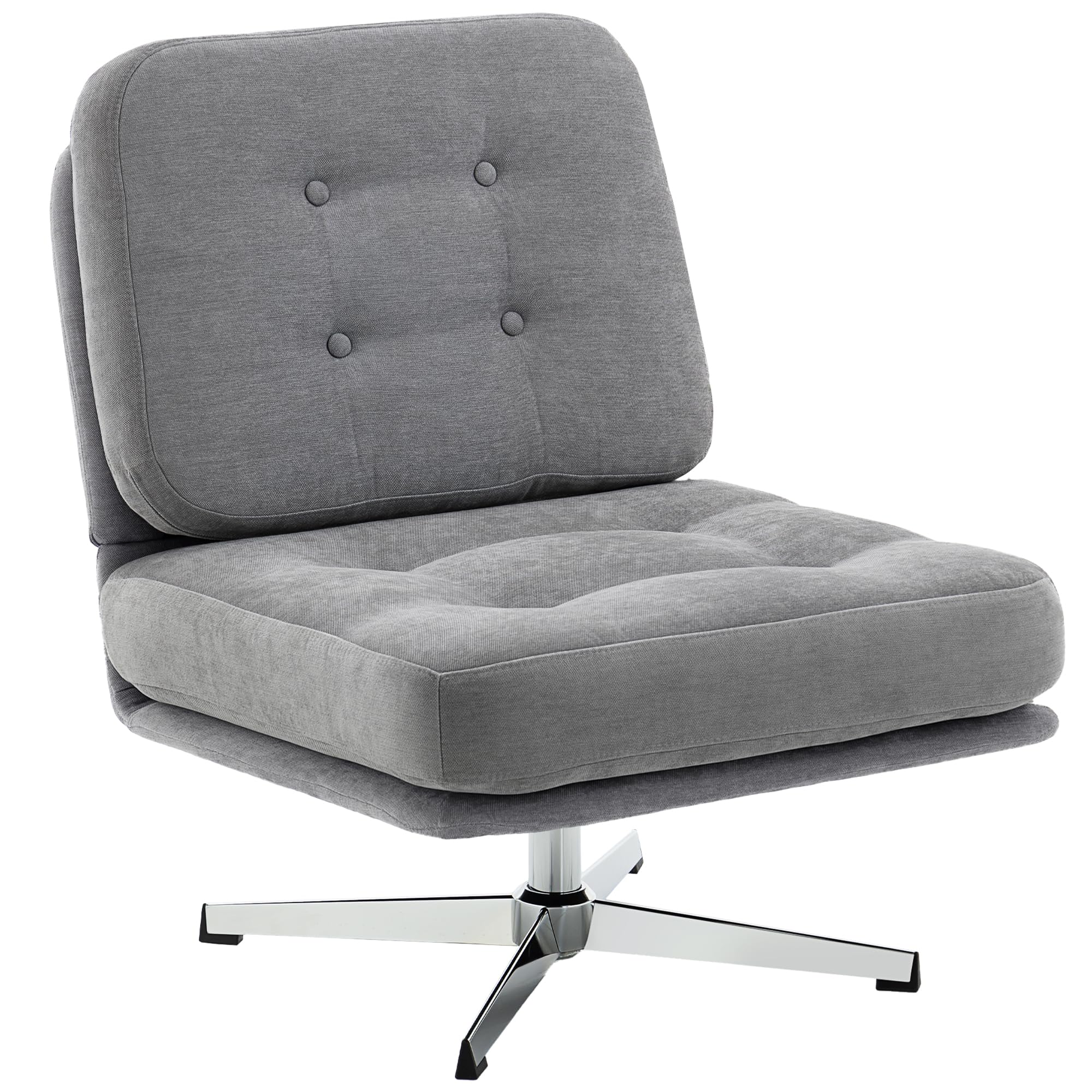HOMCOM Sessel 360° Drehbarer Loungesessel mit Chenille-Optik, Breiter Sitzfläche, Schneidersitz Polsterstuhl mit Metallbeinen, Gepolstert Relaxsessel Lesesessel für Wohnzimmer, Schlafzimmer, Hellgrau