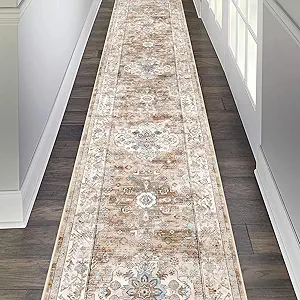 Pauwer Boho Hallway Runner Rug 2x10 Washable Entryway Area Rugs Non Slip Farmhouse Vintage Floor Mat Carpet Runner for Hallways Laundry Room Kitchen Bathroom Bedroom