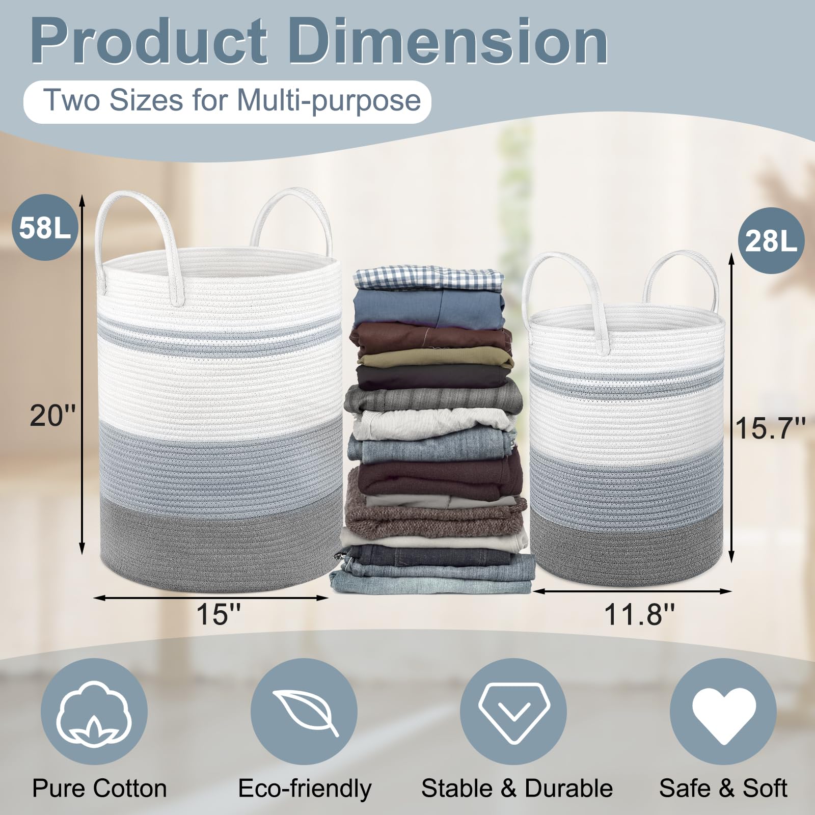 IHOMAGIC Borsa per la biancheria, borsa per la biancheria, pieghevole, borsa leggera e portatile, grande capacità 120 l, per indumenti sporchi, coperta da viaggio, borsa, camera da letto, hotel