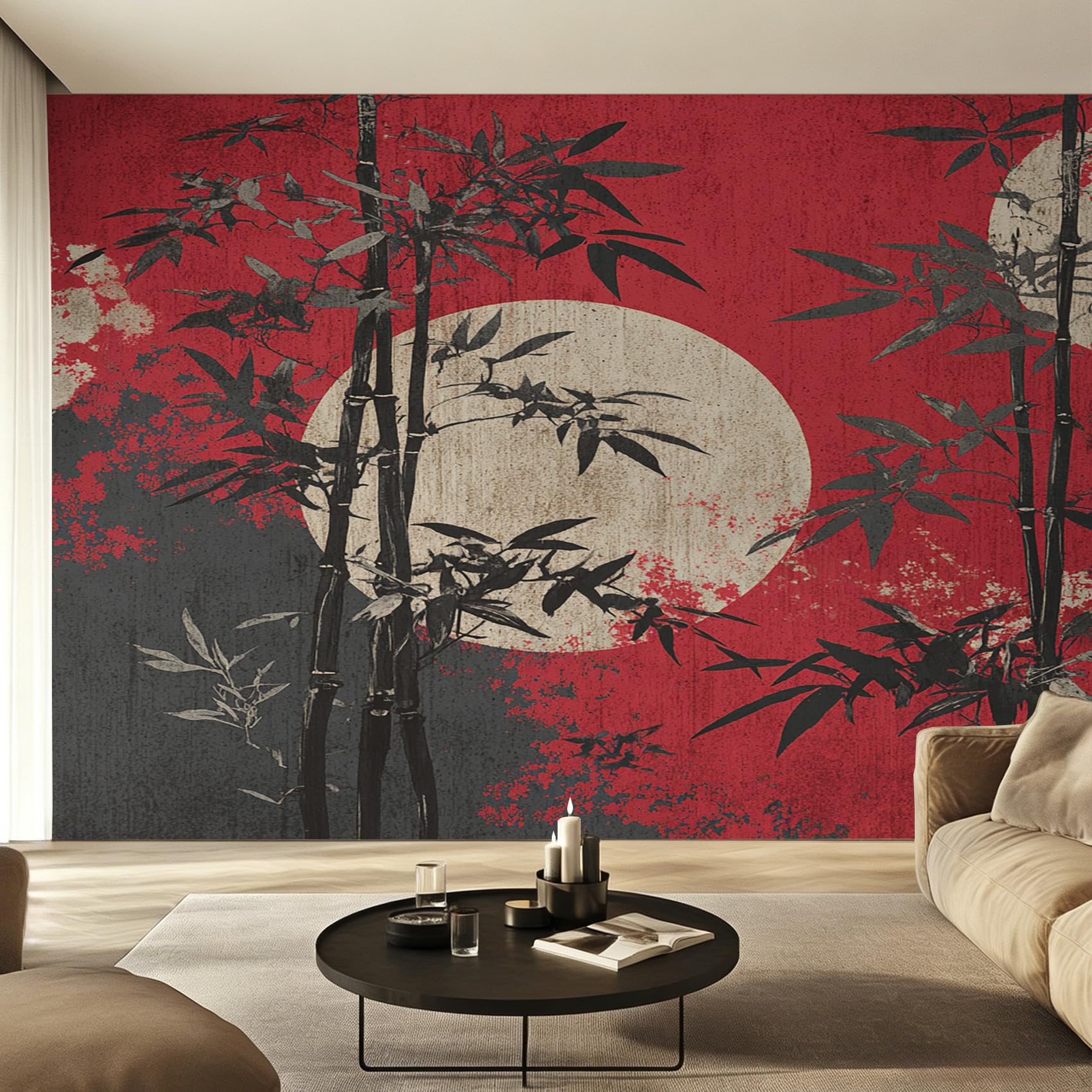 Papier peint panoramique japonais chambre et salon fresque murale D&O190