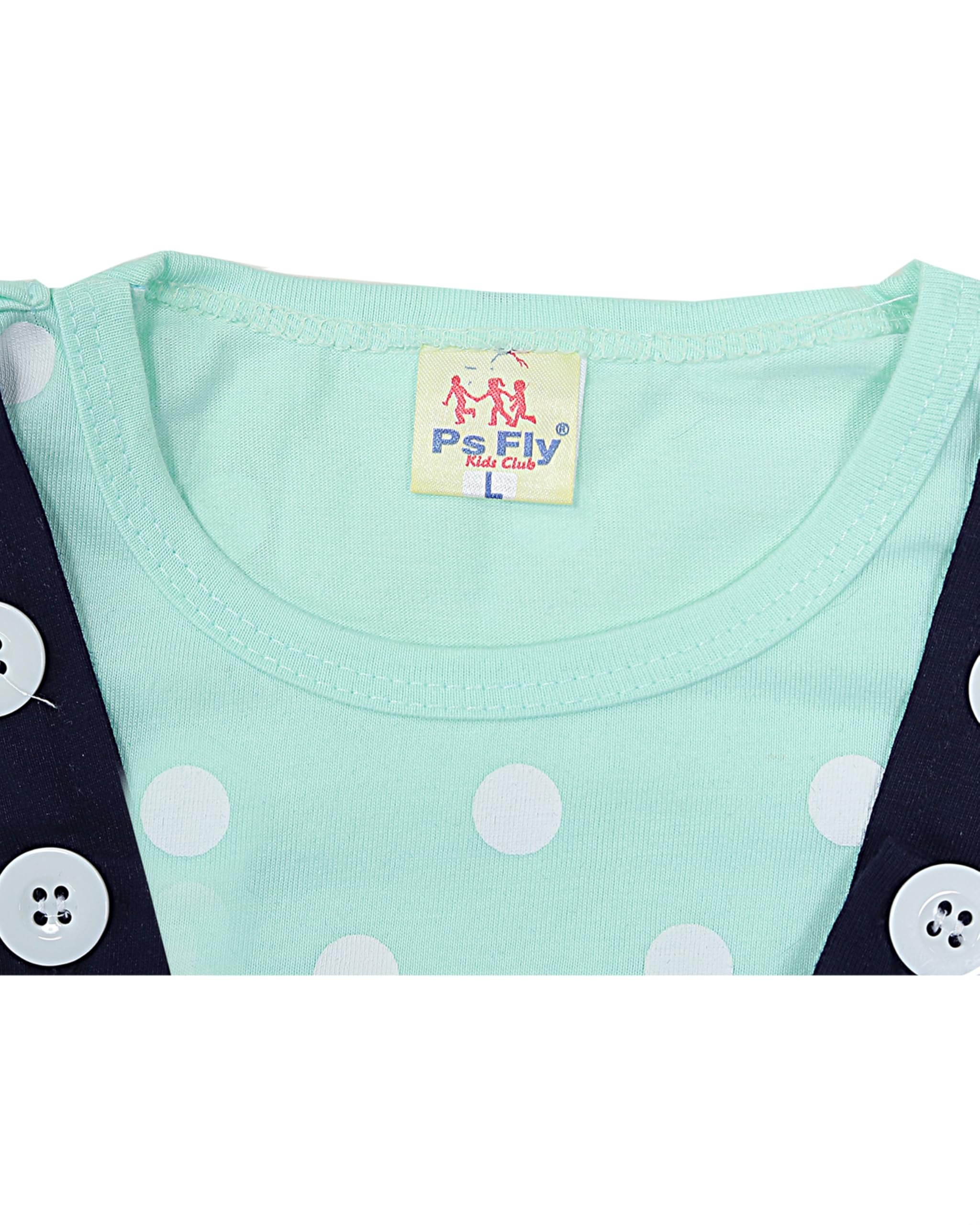 Krishn Cotton Printed Dungaree Set | Kids Dress for Boys and Girls - Green (2-3 Years) - Image 3 thumbnail