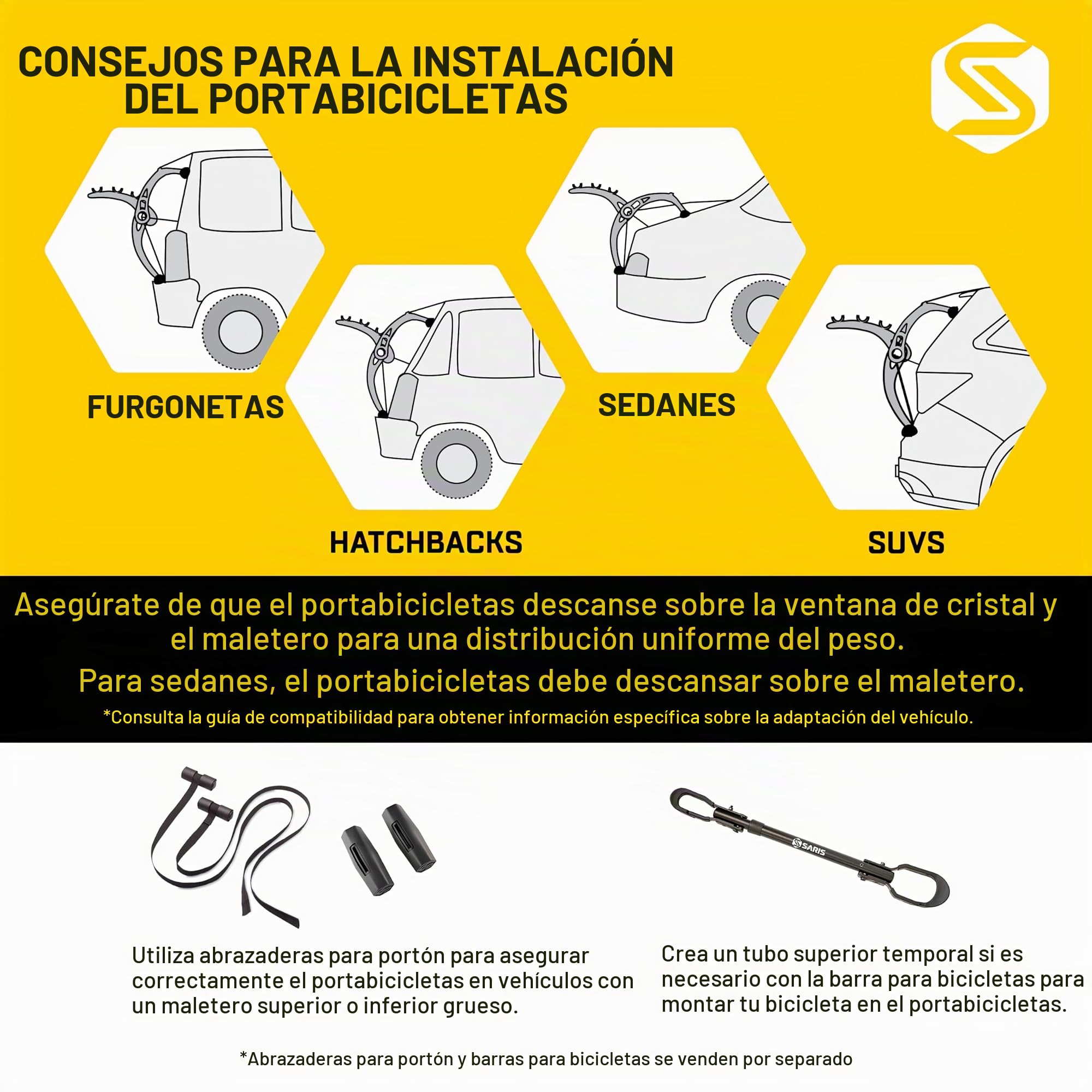 Saris Bones - Portabicicletas para Coche, Maletero o Enganche, Montaje de 2 a 4 Bicicletas