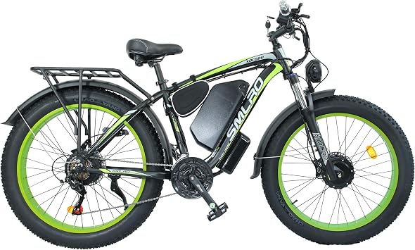 Electric Bike for Adults, 5000W Peak Dual Motor 60V/52V 25Ah/23Ah 20MPH AWD Ebike 21 Speed 26" Fat Tire MTB Hydraulic Disc Brake